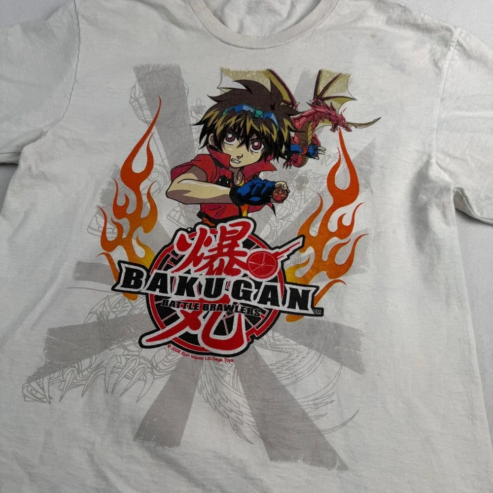 Bakugan Battle Brawlers Graphic T-Shirt White Kids Dan Kuso Drago 2008 Anime Tee